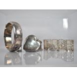 A Collection of Vintage Silver Jewellery to include Seven Bar Gate Link Bracelet with Heart Shaped