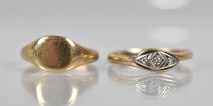 Two 9ct Gold Rings to comprise and Early/Mid 20th Century Diamond Example, Round Cut Diamond 2.0mm