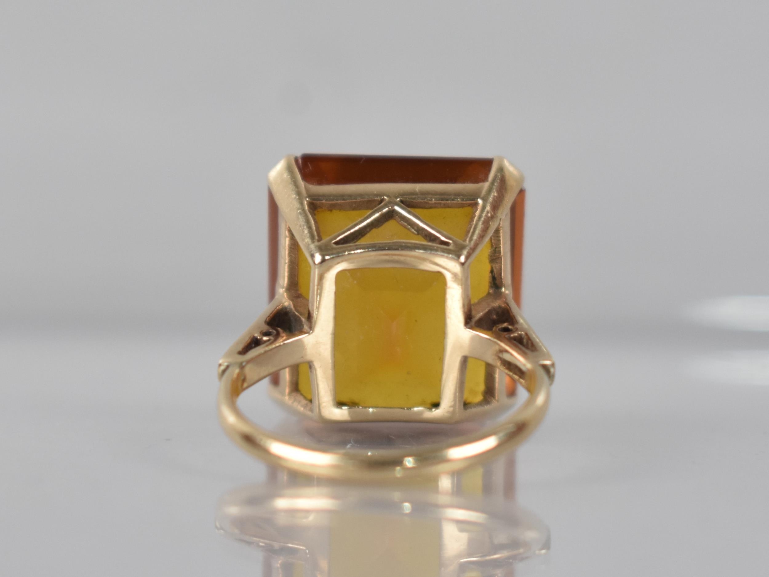 A 9ct Gold and Untested Citrine Type Stone Cocktail Ring, Emerald Cut Stone Measuring 15.9mm by 18. - Image 3 of 3