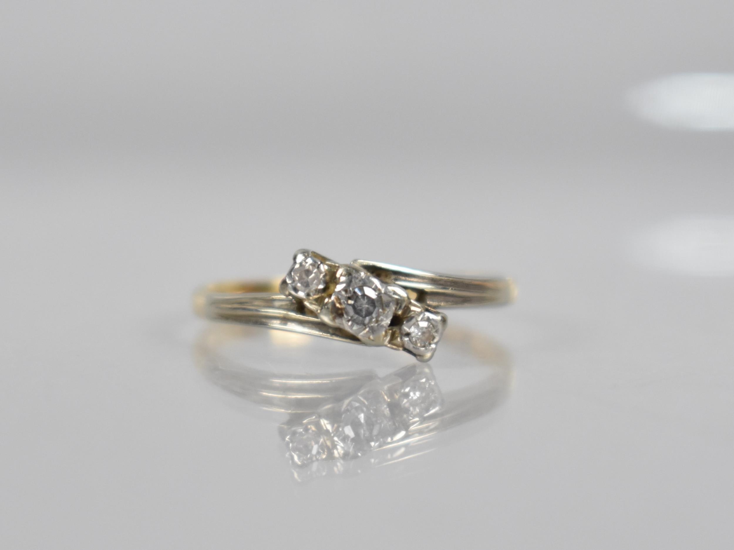 An 18ct Gold, Platinum and Diamond Trilogy Ring, Central Round Cut Diamond Measuring Approx 1.9mm