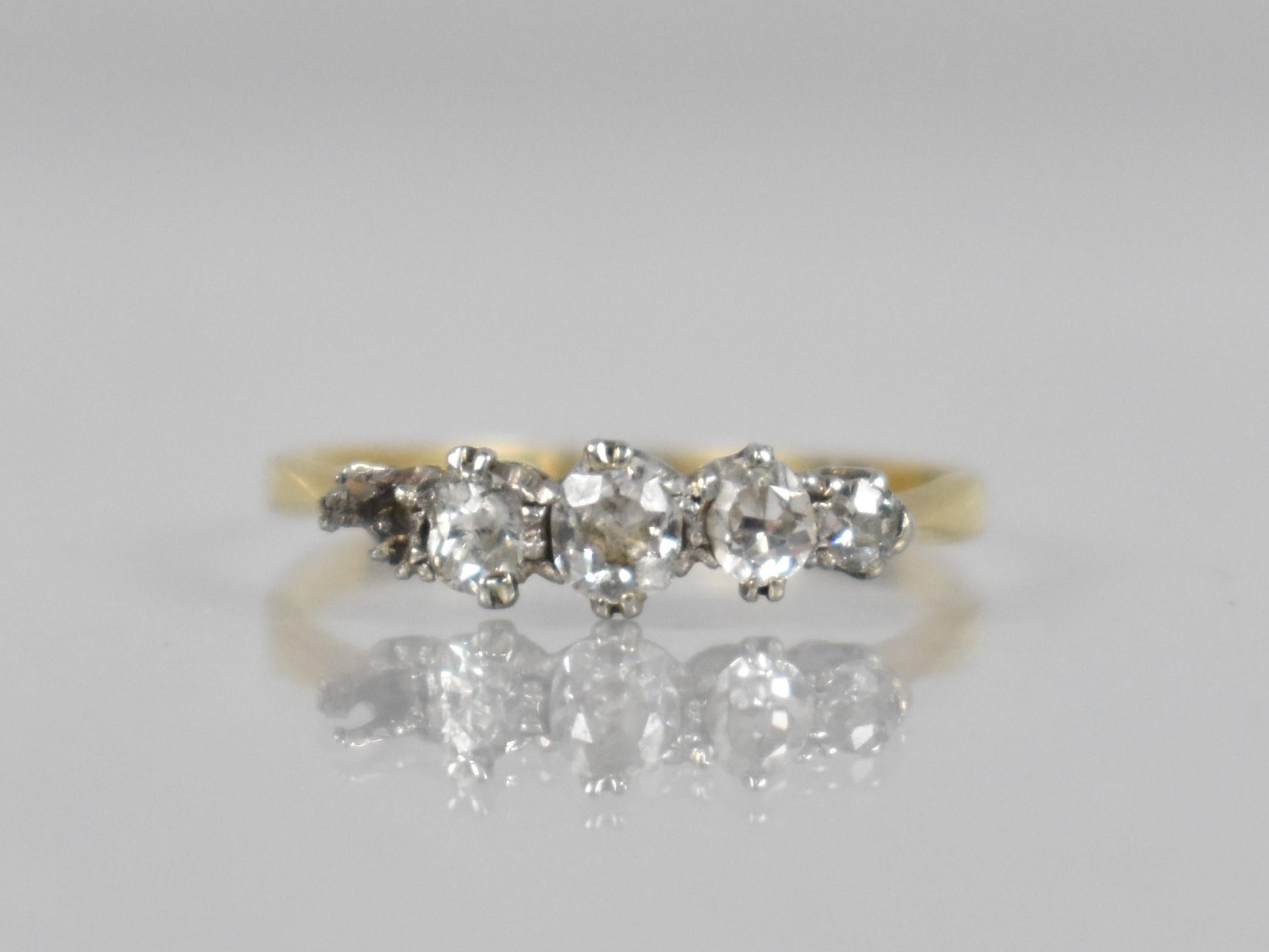 An Early 20th Century 18ct Gold and Diamond Five Stone Ring (Missing One Stone), Old Mixed/Mine