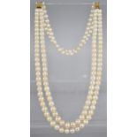 A Two Row Pearl Necklace with 18ct Gold Clasp By JKa Kohle with Additional Two Row Extender, Matched