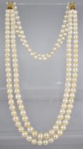 A Two Row Pearl Necklace with 18ct Gold Clasp By JKa Kohle with Additional Two Row Extender, Matched