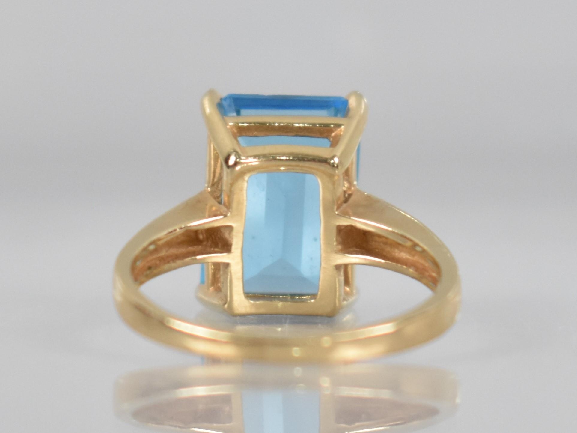 A 14ct Gold Mounted Blue Stone Ring, Testing as Sapphire, Emerald Cut Measuring 13.9mm by 9.7mm - Image 3 of 3