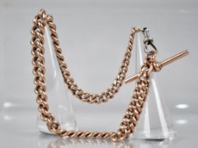 A Late 19th/Early 20th Century 9ct Rose Gold Watch Chain, Graduated Curb Link Chain with Largest