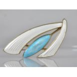 Aksel Holmsen: A Norwegian Gilt Silver and Guilloche Enamel Brooch, Blue and White Enamels on a