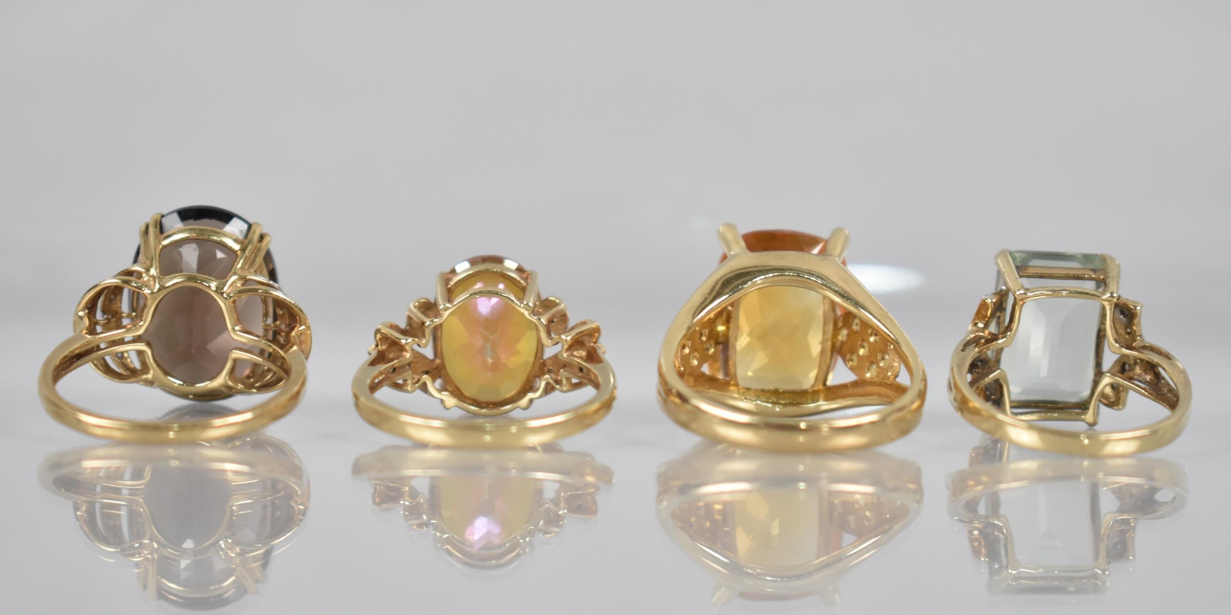 A Collection of 9ct Gold Mounted Jewelled Dress Rings to comprise Orange Mystic Topaz and Diamond, - Image 2 of 2