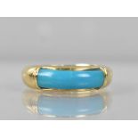 An Egyptian 18ct Gold and Turquoise Panel Ring, Central Domed Panel Measuring 18.5mm Wide to a