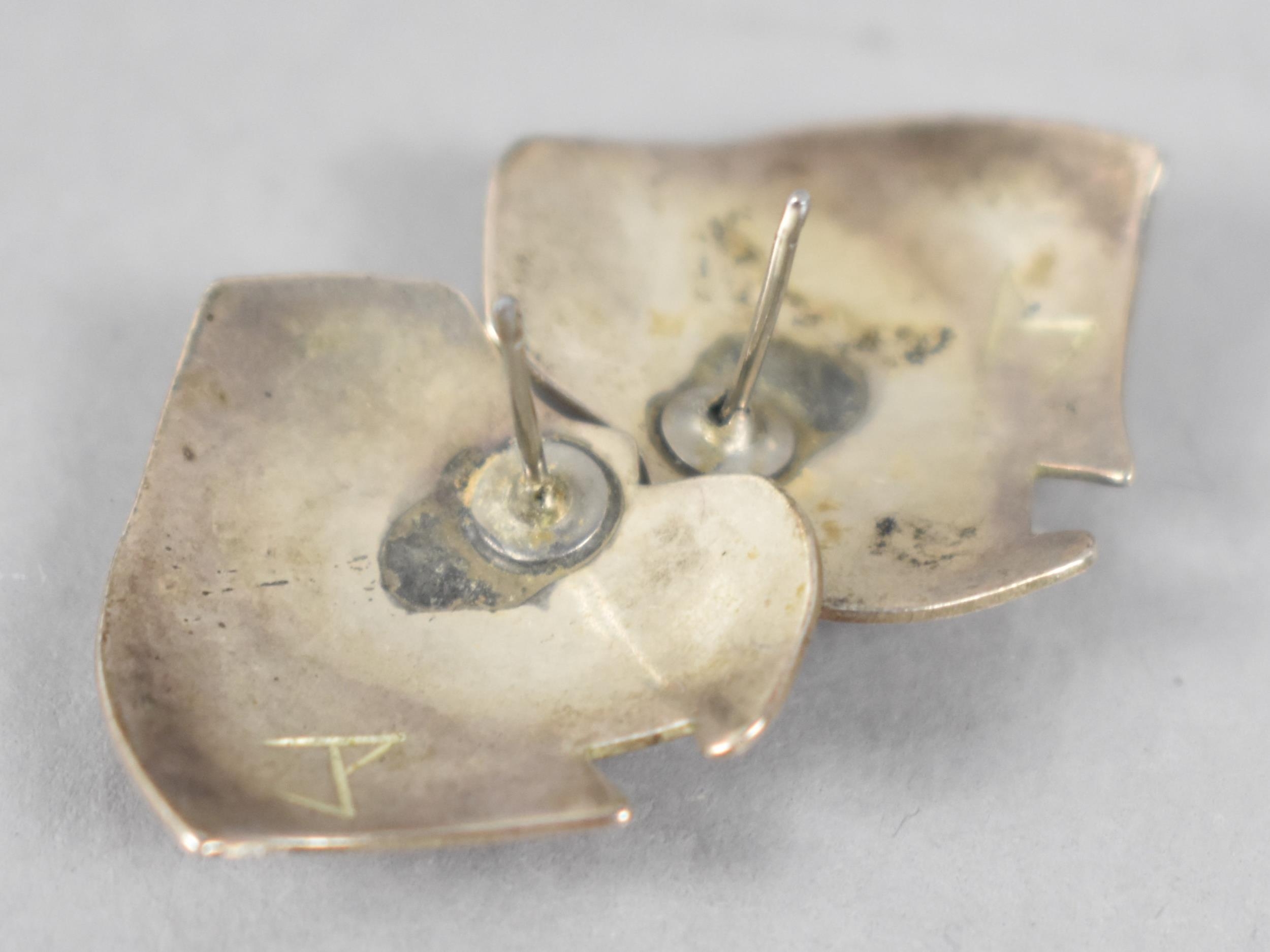 A Pair of Signed Native American/Canadian Eagle Head Earrings, 21mm Wide and 20.5mm High, Signed JP? - Image 2 of 3