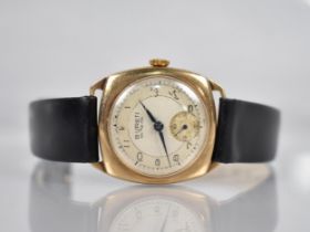 A 9ct Gold Cased Buren Grand Prix Wrist Watch, Silvered Circular Face with Arabic Numerals (