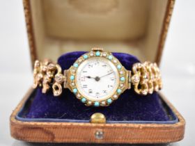 A 9ct Gold Late 19th/Early 20th Century Wrist Watch having Circular White Enamel Dial, Minute
