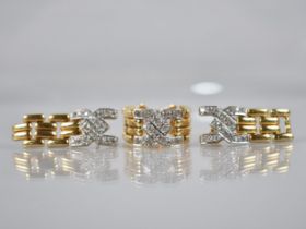 A Suite of 18ct Gold Jewellery, Articulated Earrings and Ring, Interlocking 'C' with Bead Bright Set