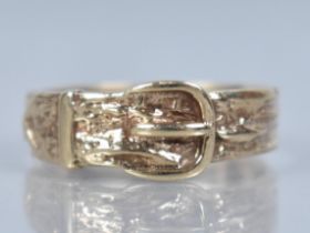 A 9ct Gold Ring, Realistically Modelled as a Belt and Buckle to a Flat Polished Band, Birmingham