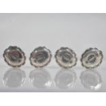 Four Native American Concho Button Covers with Typical Engraved Decoration, Fronts Test as Sterling,