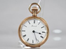 A 9ct Gold Cased Pocket Watch by Prescot, White Enamelled Dial with Roman Numeral Hour Indicators