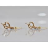 A Pair of 9ct Gold Earrings, Coiled Snakes Suspended from Sphere Terminal, 19.2mm Drop, Post Backs