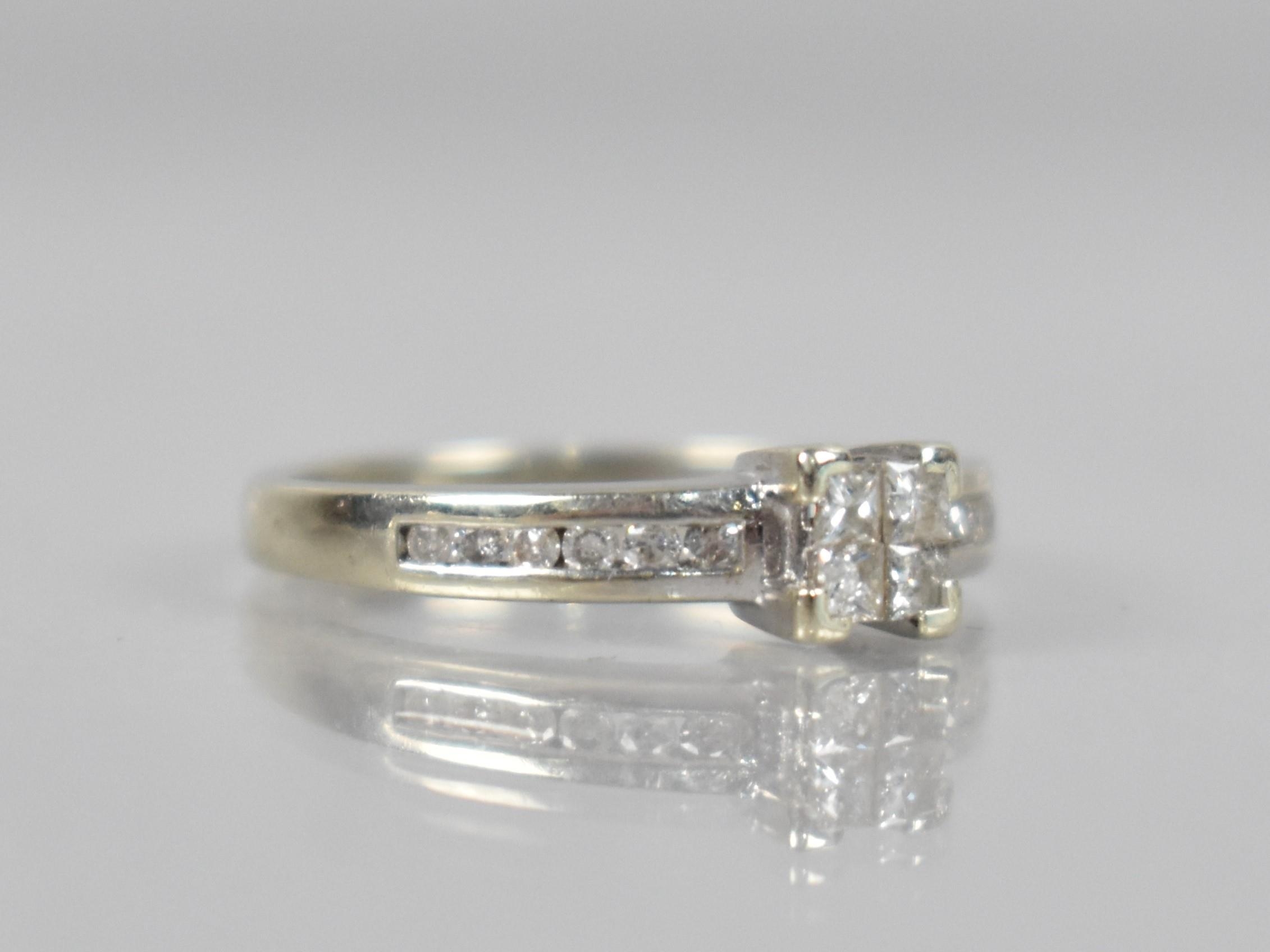 A 9ct White Gold and Diamond Ring Comprising Four Square Cut Diamonds Measuring 1.9mm Square Each, - Image 2 of 3