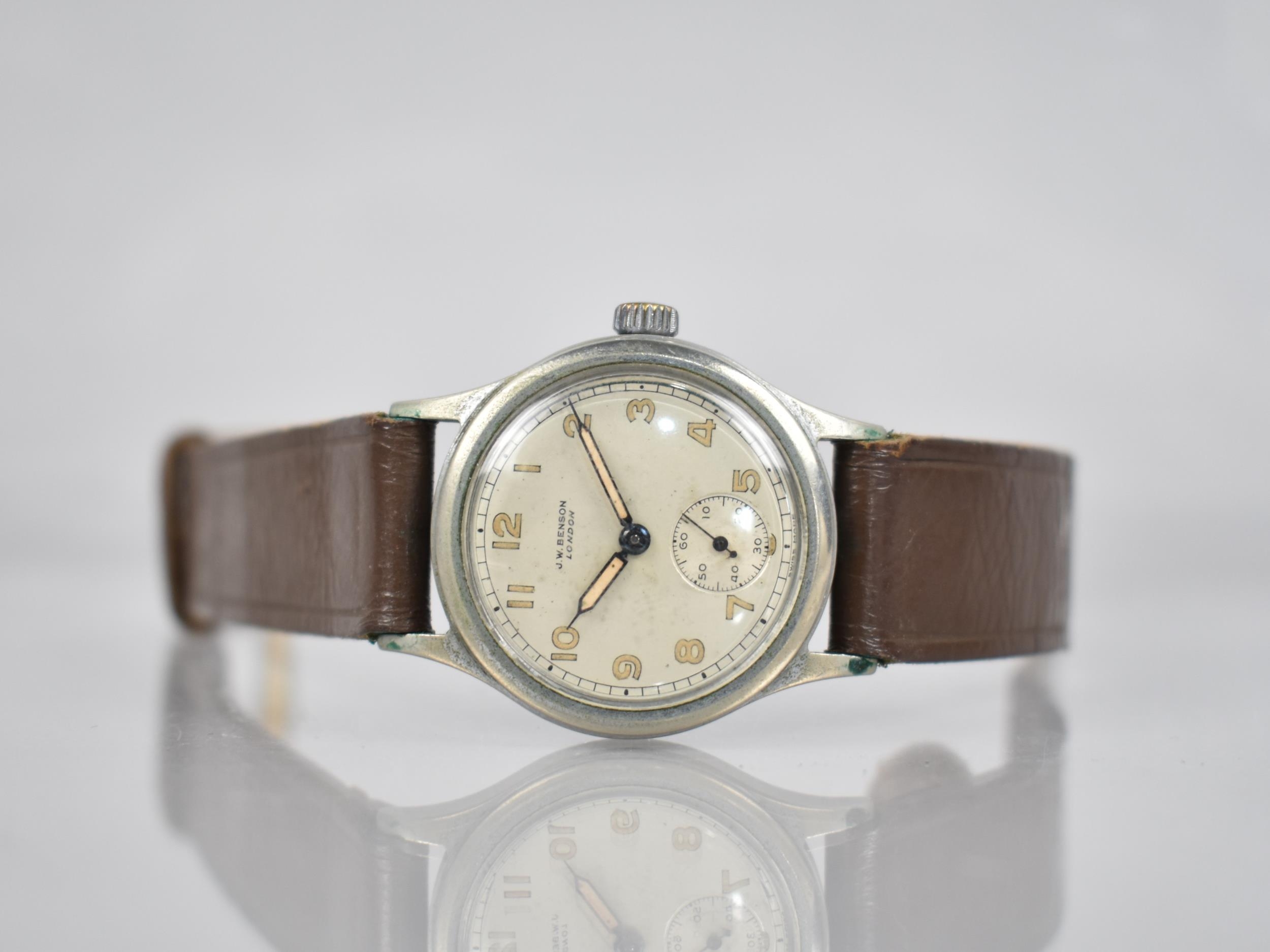 A JW Benson Vintage Wrist Watch, Silvered Dial with Arabic Numerals, Subsidiary Seconds Hands