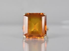 A 9ct Gold and Untested Citrine Type Stone Cocktail Ring, Emerald Cut Stone Measuring 15.9mm by 18.