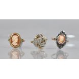 A 9ct Gold Multi Stone Ring, Round Cut White Stones in White Metal Claw Mounts, Tiered Swirling
