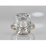 A Diamond and Moonstone Art Deco Style Dress Ring, Round Cabochon Cut Moonstone Measuring 5.9mm