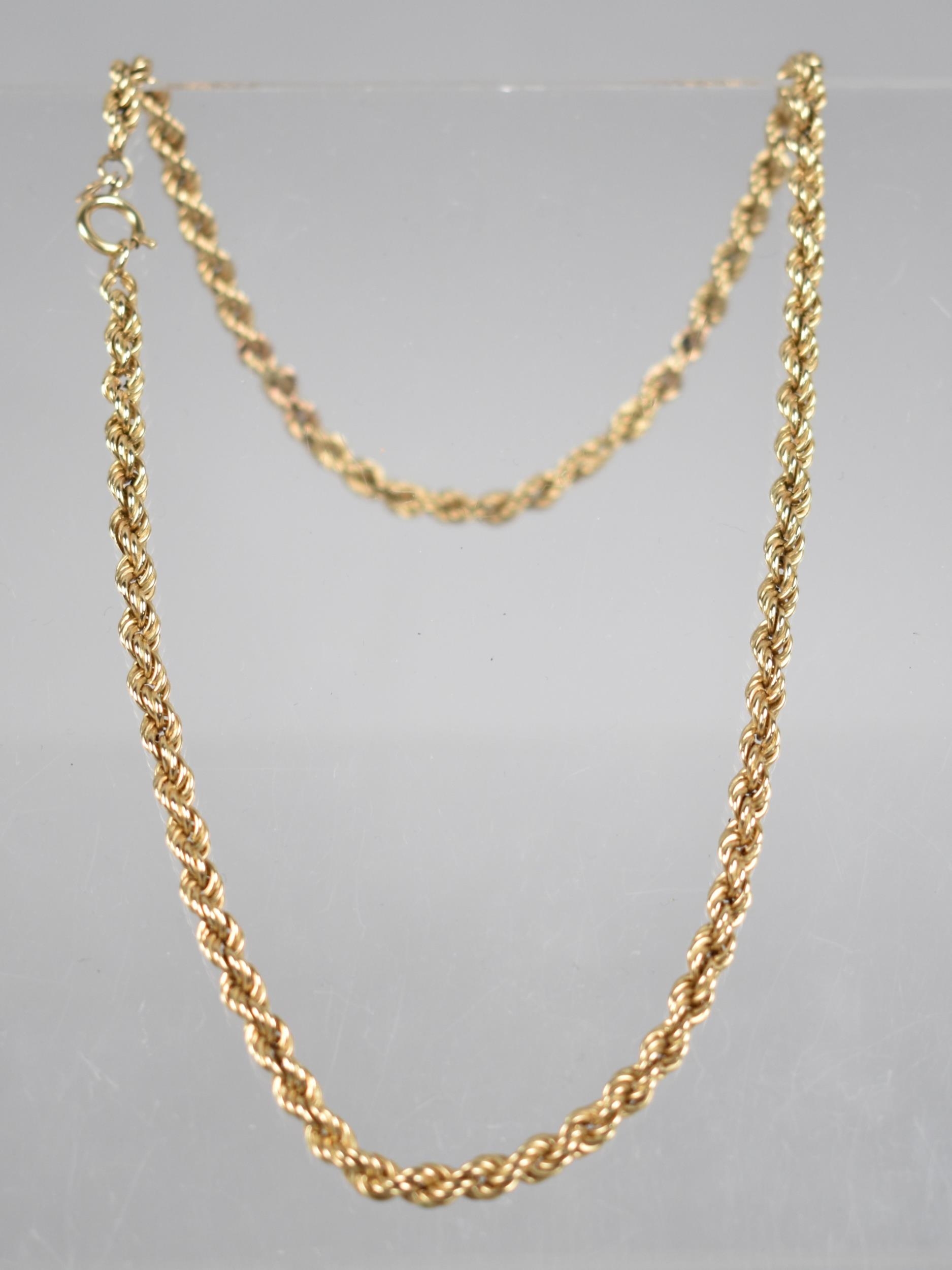 A 9ct Gold Rope Twist Necklace, 39cms Long, Stamped 9ct to Spring Barrel Clasp, 4.8gms