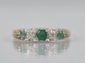 An Emerald and Diamond Five Stone Boat Ring, Central Mixed Cut Emerald Measuring 18.7mm by 17mm in