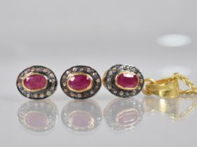 A Suite of Ruby and Round Cut Diamond Jewellery to Comprise Gold Plated Silver Pendant on Similar