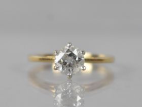 An 18ct Gold and Diamond Solitaire Ring, Centre Round Brilliant Cut Stone Approx 1ct, Measuring