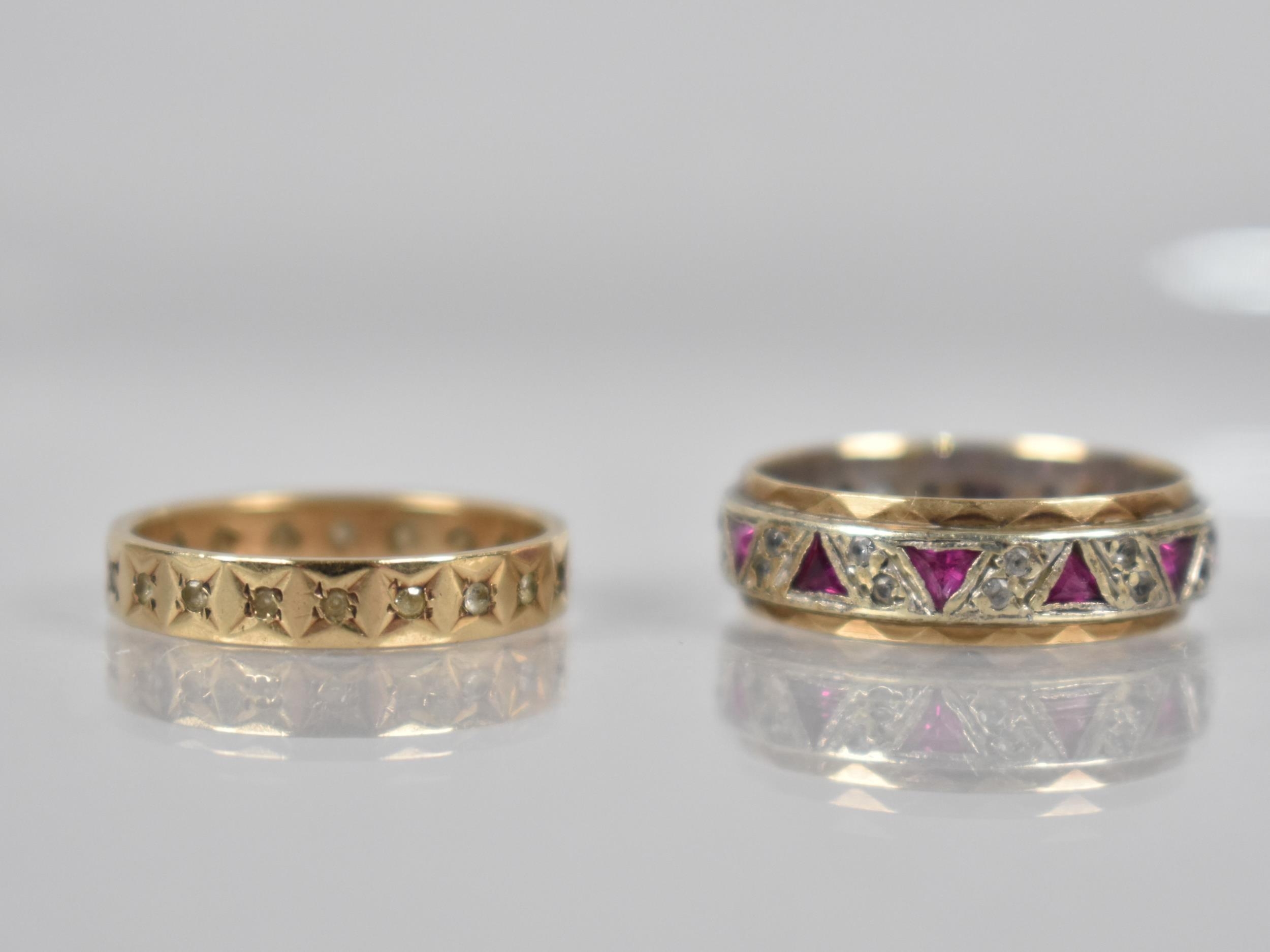 Two 9ct Gold Eternity Rings, One having Silver Inner Band, Triangular Cut Rubies and Small Round Cut - Image 3 of 3