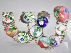 A Japanese Cloisonne Belt, Circular, Quatrefoil and Hexagonal Panels Decorated with Various Flowers,