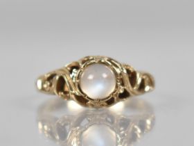 A 9ct Gold and Moonstone Mounted Ring, Circular Cabochon Stone Measuring 5.2mm, Collet Set and in