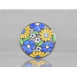 A Pretty Pierced Silver and Enamelled Brooch by AH Derby and Sons, Blue, Yellow and White Flowers on