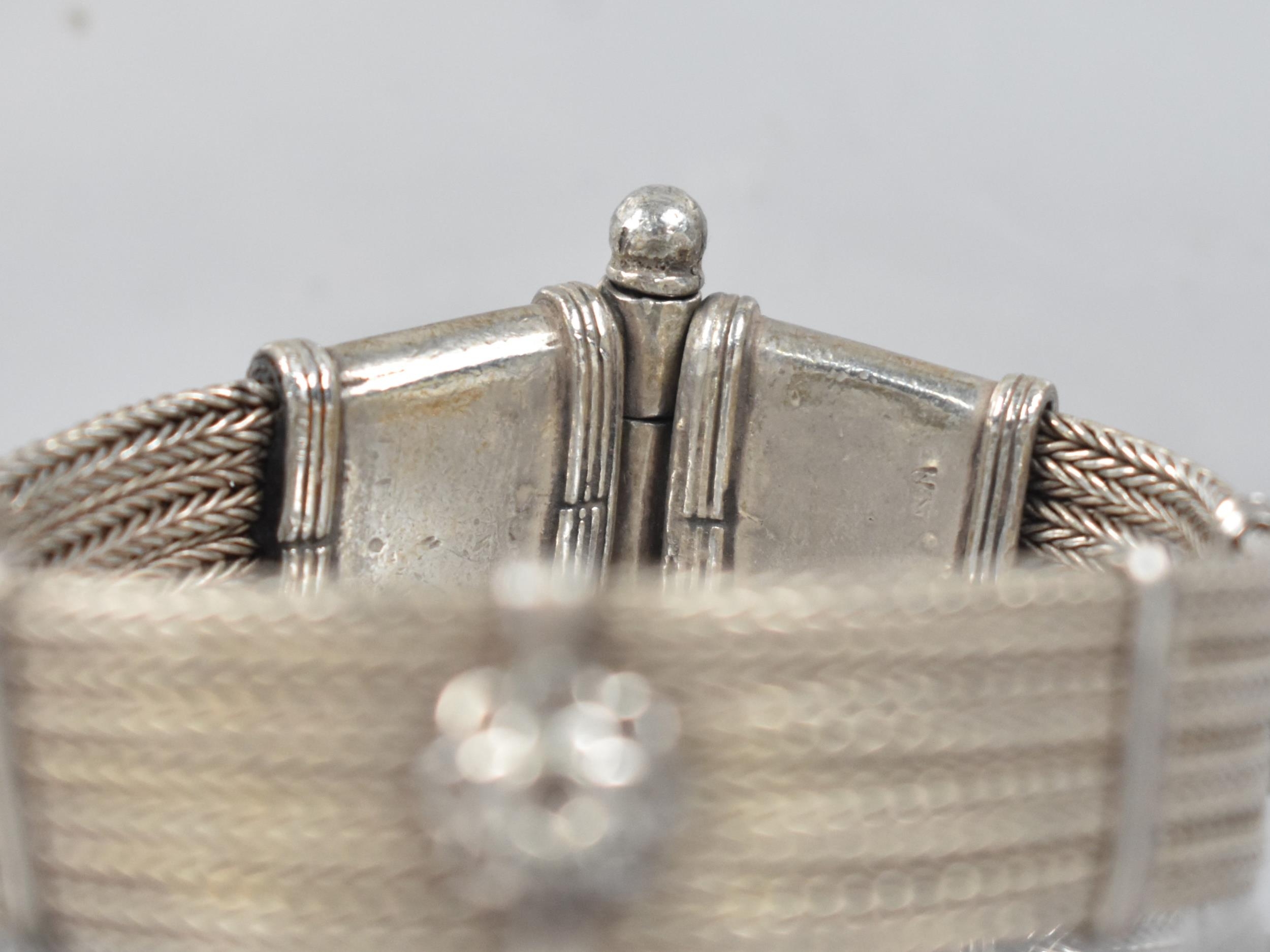 A Rajasthani Silver Bracelet, Four Double Foxtail Chains Adorned with Five Supporting Adjacent - Image 4 of 5