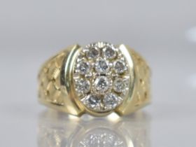A Gents Diamond Ring, Ten Round Brilliant Cut Stones, Each Measuring 2.7mm Diameter Set in Yellow