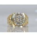 A Gents Diamond Ring, Ten Round Brilliant Cut Stones, Each Measuring 2.7mm Diameter Set in Yellow