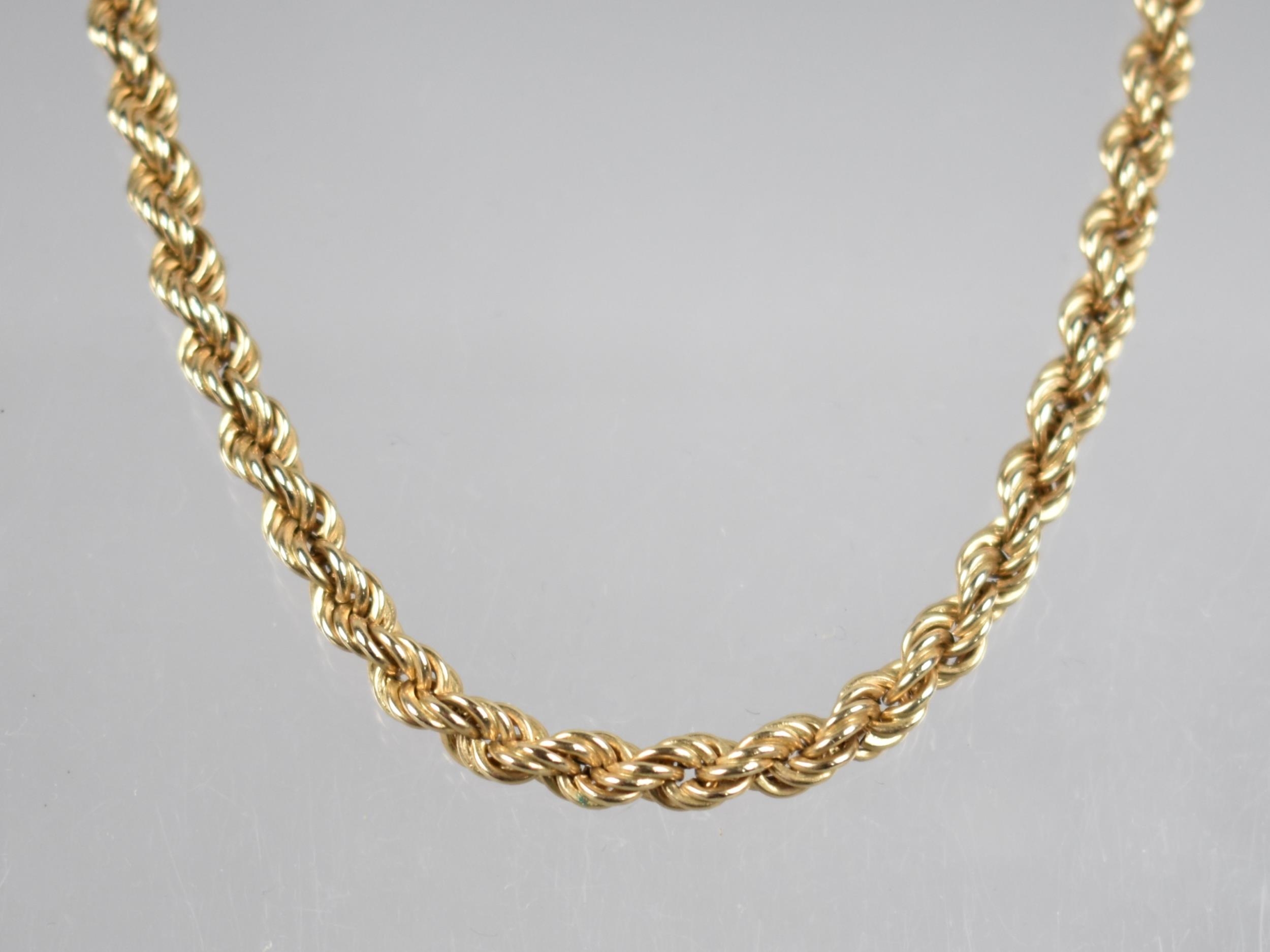 A 9ct Gold Rope Twist Necklace, 39cms Long, Stamped 9ct to Spring Barrel Clasp, 4.8gms - Image 3 of 3