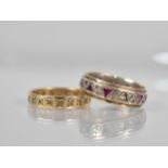 Two 9ct Gold Eternity Rings, One having Silver Inner Band, Triangular Cut Rubies and Small Round Cut