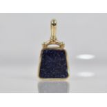 A Modern 9ct Gold Mounted Jewelled Fob of Trapezoid Form with Inset Jewelled Panels, 34.6mm Tall,