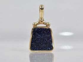 A Modern 9ct Gold Mounted Jewelled Fob of Trapezoid Form with Inset Jewelled Panels, 34.6mm Tall,