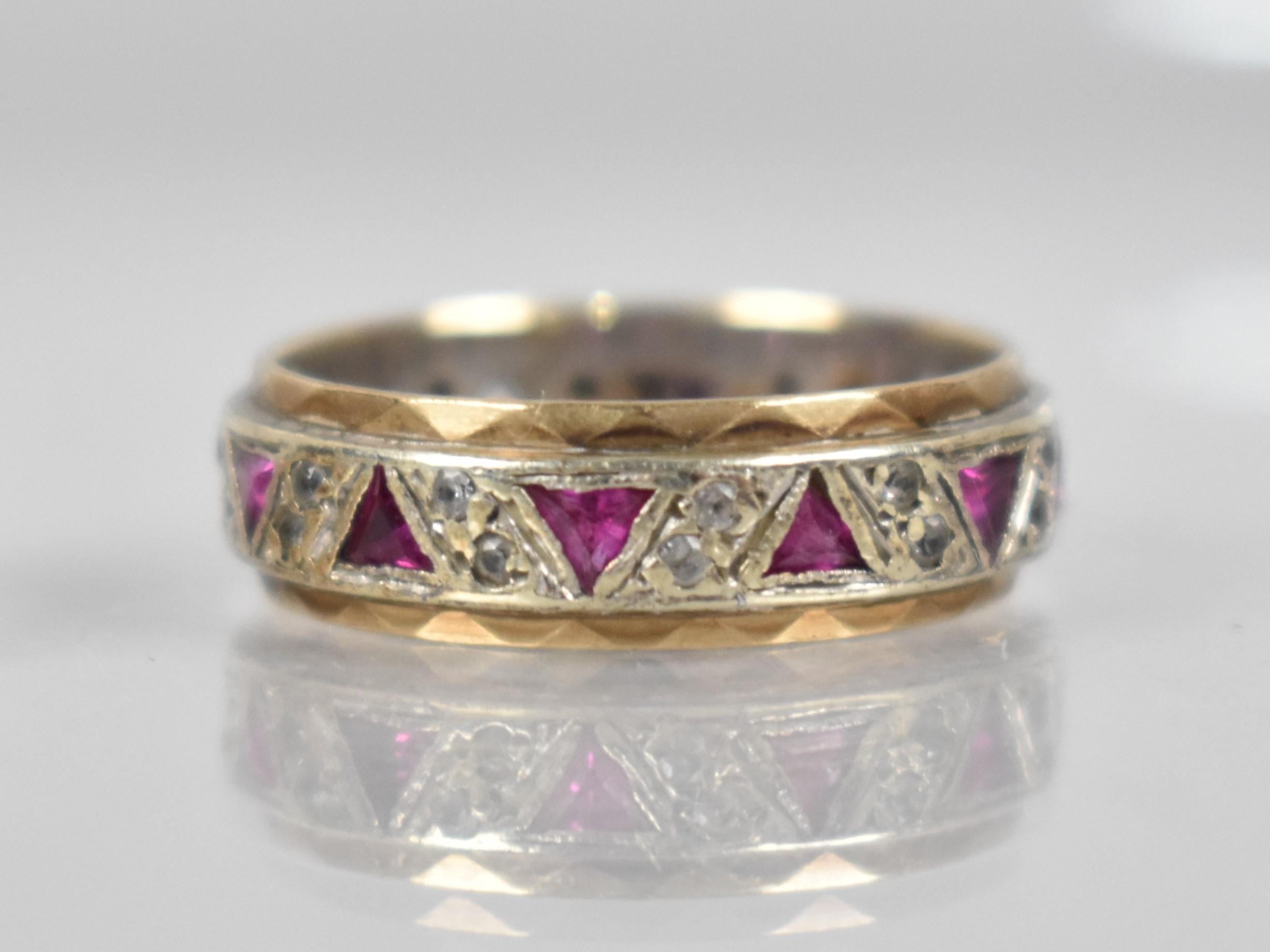 Two 9ct Gold Eternity Rings, One having Silver Inner Band, Triangular Cut Rubies and Small Round Cut - Image 2 of 3