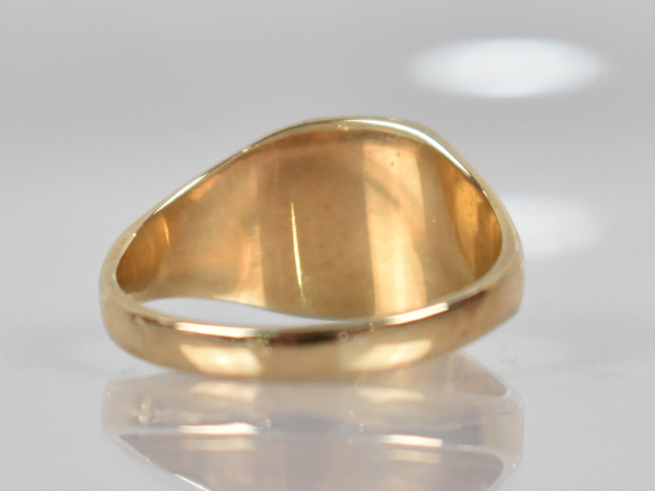 A 9ct Gold Signet Ring, Rectangular Panelled Head to Wide Tapered Shoulders and a Plain Polished - Image 3 of 3