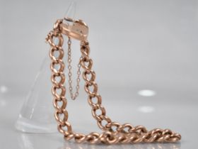 A Late 19th/Early 20th Century 9ct Rose Gold Curb Link Bracelet with Heart Shaped Padlock Clasp,