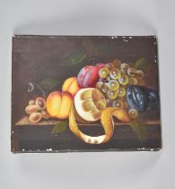A Mounted but Unframed Oil on Canvas, Still Life, Fruit, 25x20cms