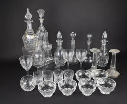 A Collection of Various 19th and 20th Century Glass to Comprise Decanters, Sugar Crusher, Glasses