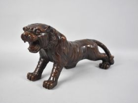 A Modern Chinese Bronze Study of a Snarling Tiger, 32cms Long
