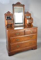 An Edwardian Walnut Dressing Chest with Two Short and Two Long Drawers, Raised Jewel Drawers