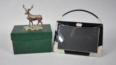 A Modern Novelty Easel Back Photo Frame in the Form of a Ladies Handbag, together with a Boxed