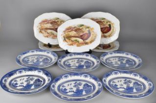 A Set of Five Kensington Staffordshire Ironstone Pheasant Decorated Platters together with a Set