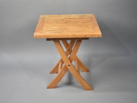 A Square Teak Folding Conservatory Table, 45cms